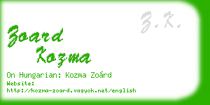 zoard kozma business card